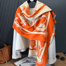 Carica l&#39;immagine nel visualizzatore di Gallery, Horse Print Reversible Winter Cashmere Pashmina Scarves-Furbaby Friends Gifts