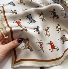 Laden Sie das Bild in den Galerie-Viewer, Horse Print Silk Scarves-Furbaby Friends Gifts