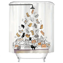 Charger l&#39;image dans la galerie, It&#39;s Raining Cats! Cute Cat Printed Shower Curtain with Hooks-Furbaby Friends Gifts