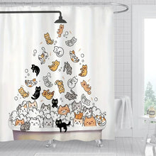 Charger l&#39;image dans la galerie, It&#39;s Raining Cats! Cute Cat Printed Shower Curtain with Hooks-Furbaby Friends Gifts