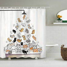 Charger l&#39;image dans la galerie, It&#39;s Raining Cats! Cute Cat Printed Shower Curtain with Hooks-Furbaby Friends Gifts