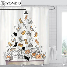 Charger l&#39;image dans la galerie, It&#39;s Raining Cats! Cute Cat Printed Shower Curtain with Hooks-Furbaby Friends Gifts