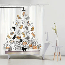 Charger l&#39;image dans la galerie, It&#39;s Raining Cats! Cute Cat Printed Shower Curtain with Hooks-Furbaby Friends Gifts