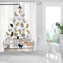 Charger l&#39;image dans la galerie, It&#39;s Raining Cats! Cute Cat Printed Shower Curtain with Hooks-Furbaby Friends Gifts