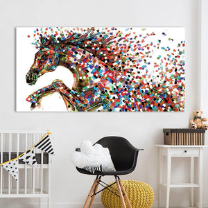 'Jumping Horse' Canvas Oil Print-Furbaby Friends Gifts