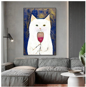 'Just a Tipple...' Canvas Oil Print Poster-Furbaby Friends Gifts