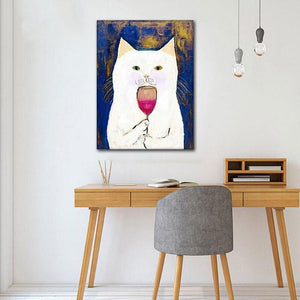 'Just a Tipple...' Canvas Oil Print Poster-Furbaby Friends Gifts