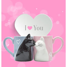 Cargar imagen en el visor de la galería, Kissing Cats Ceramic Mugs (Pair)-Furbaby Friends Gifts