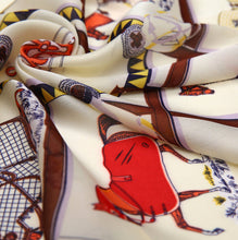 Laden Sie das Bild in den Galerie-Viewer, Large Horse Pattern Silk Square Scarves-Furbaby Friends Gifts