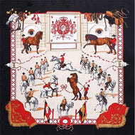 Large Horse Print Silk Scarf - 130cm-Furbaby Friends Gifts