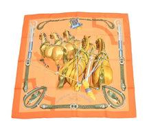 Load image into Gallery viewer, Large Orange Equestrian Silk Scarf-Furbaby Friends Gifts
