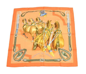 Large Orange Equestrian Silk Scarf-Furbaby Friends Gifts