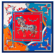 Load image into Gallery viewer, Large Orange Horse Print Silk Scarves-Furbaby Friends Gifts