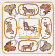 Load image into Gallery viewer, Large Orange Horse Print Silk Scarves-Furbaby Friends Gifts