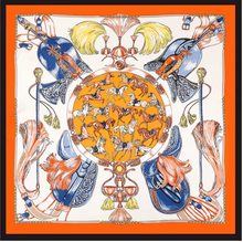 Load image into Gallery viewer, Large Orange Horse Print Silk Scarves-Furbaby Friends Gifts