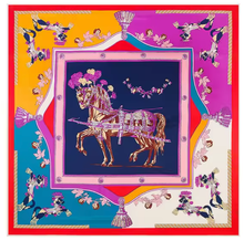 Load image into Gallery viewer, Large Orange Horse Print Silk Scarves-Furbaby Friends Gifts