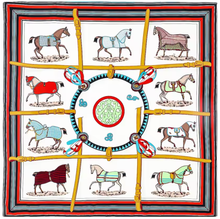 Load image into Gallery viewer, Large Orange Horse Print Silk Scarves-Furbaby Friends Gifts
