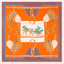 Load image into Gallery viewer, Large Orange Horse Print Silk Scarves-Furbaby Friends Gifts