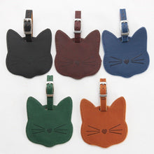 Load image into Gallery viewer, Leather Cat-Face Luggage Tags-Furbaby Friends Gifts