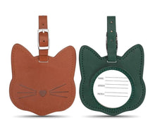 Load image into Gallery viewer, Leather Cat-Face Luggage Tags-Furbaby Friends Gifts