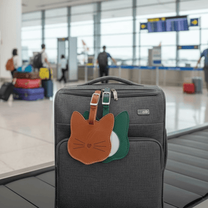 Leather Cat-Face Luggage Tags - Furbaby Friend Gifts