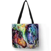 Load image into Gallery viewer, Linen Horse Print Shopping/ Beach Tote-Furbaby Friends Gifts