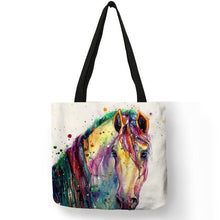Laden Sie das Bild in den Galerie-Viewer, Linen Horse Print Shopping/ Beach Tote-Furbaby Friends Gifts