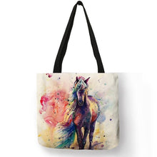 Cargar imagen en el visor de la galería, Linen Horse Print Shopping/ Beach Tote-Furbaby Friends Gifts