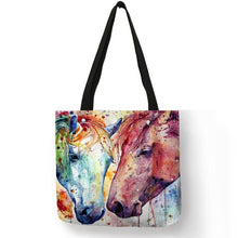 Load image into Gallery viewer, Linen Horse Print Shopping/ Beach Tote-Furbaby Friends Gifts