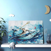 Laden Sie das Bild in den Galerie-Viewer, &#39;Neptune Cat&#39; Canvas Oil Print Posters-Furbaby Friends Gifts