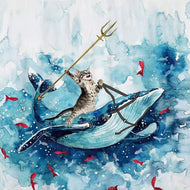 'Neptune Cat' Canvas Oil Print Posters-Furbaby Friends Gifts