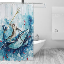 Carregar imagem no visualizador da galeria, &#39;Neptune Cat&#39; Shower Curtain-Furbaby Friends Gifts