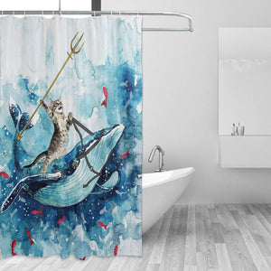 'Neptune Cat' Shower Curtain-Furbaby Friends Gifts