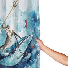 Afbeelding in Gallery-weergave laden, &#39;Neptune Cat&#39; Shower Curtain-Furbaby Friends Gifts