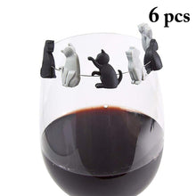 Cargar imagen en el visor de la galería, Party Cats! Silicone Kitties Wine Glass Markers-Furbaby Friends Gifts