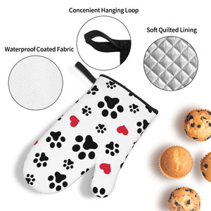 Paw Print Oven Gloves & Heat Proof Mats Set-Furbaby Friends Gifts