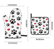 Afbeelding in Gallery-weergave laden, Paw Print Oven Gloves &amp; Heat Proof Mats Set-Furbaby Friends Gifts