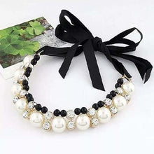 Load image into Gallery viewer, Pearl &amp; Ribbon Pet Necklace-Furbaby Friends Gifts