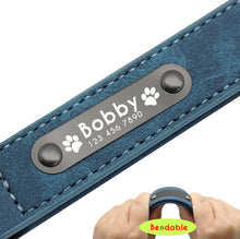 Laden Sie das Bild in den Galerie-Viewer, Personalized Leather Dog Collar - Free Engraving-Furbaby Friends Gifts