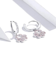 Charger l&#39;image dans la galerie, Pink CZ Paw Sterling Silver Earrings-Furbaby Friends Gifts