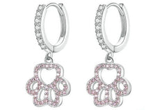 Carica l&#39;immagine nel visualizzatore di Gallery, Pink CZ Paw Sterling Silver Earrings-Furbaby Friends Gifts