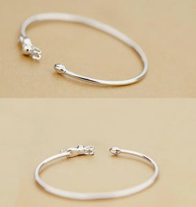 'Playing Cat' Sterling Silver Bangle-Furbaby Friends Gifts