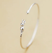 Load image into Gallery viewer, &#39;Playing Cat&#39; Sterling Silver Bangle-Furbaby Friends Gifts