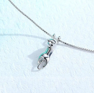 'Playing Cat' Sterling Silver Necklace & Pendant-Furbaby Friends Gifts