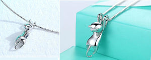 'Playing Cat' Sterling Silver Necklace & Pendant-Furbaby Friends Gifts