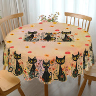 Poppy & Black Cats Waterproof Tablecloth-Furbaby Friends Gifts
