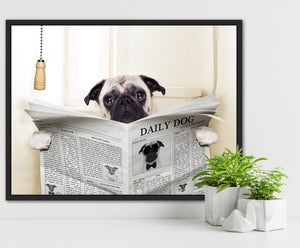 'Pug in the Loo' Cloakroom Oil Print-Furbaby Friends Gifts
