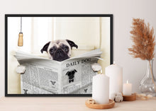 Charger l&#39;image dans la galerie, &#39;Pug in the Loo&#39; Cloakroom Oil Print-Furbaby Friends Gifts