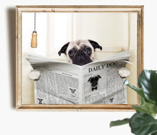 Load image into Gallery viewer, &#39;Pug in the Loo&#39; Cloakroom Oil Print-Furbaby Friends Gifts