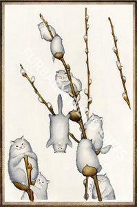 Pussywillow Kitties Canvas Oil Print Posters-Furbaby Friends Gifts